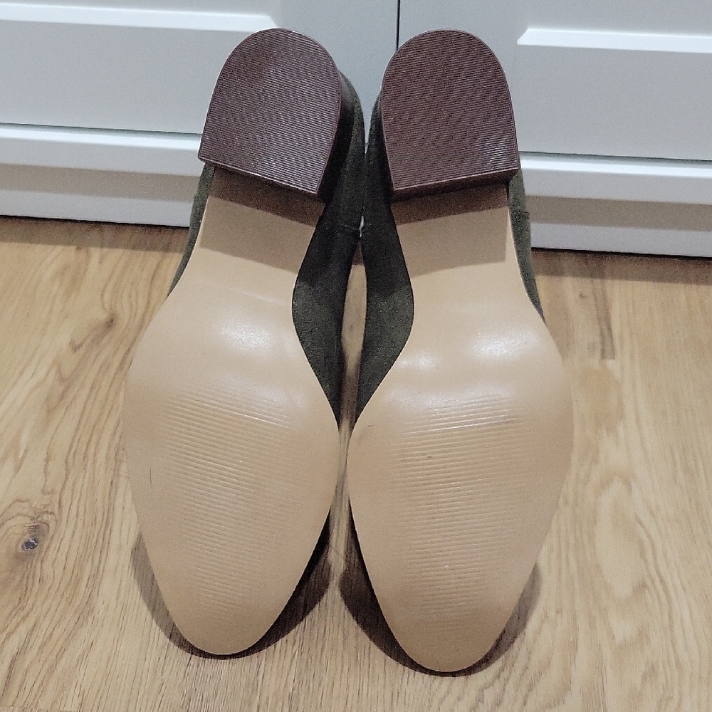 Olive Green Suede Ankle Boots - Picture 4 of 4